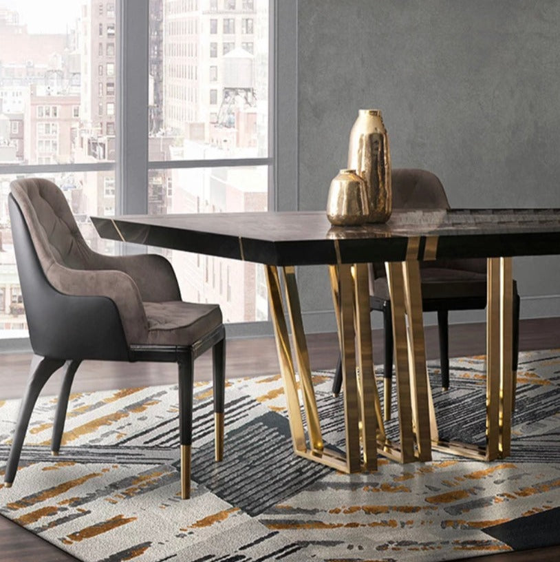 Design Dining Table Marble Top 12 Seater Golden Italian Luxury Dining Room Furniture