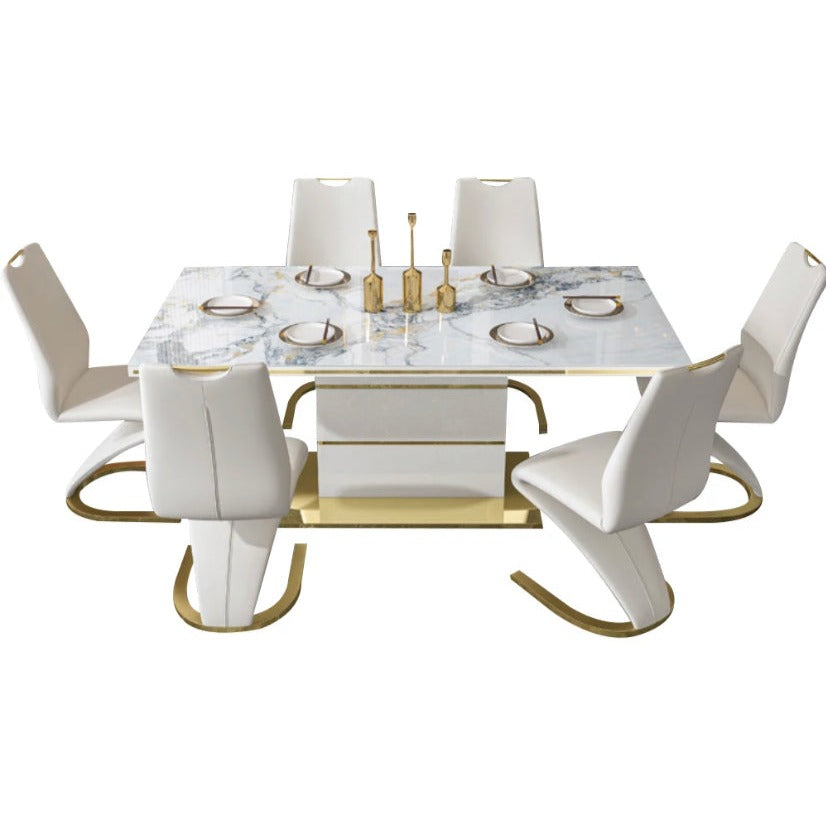 Dining Table Set Luxury Modern Design Mermaid Bright Slate Kitchen Dining Room Table Set