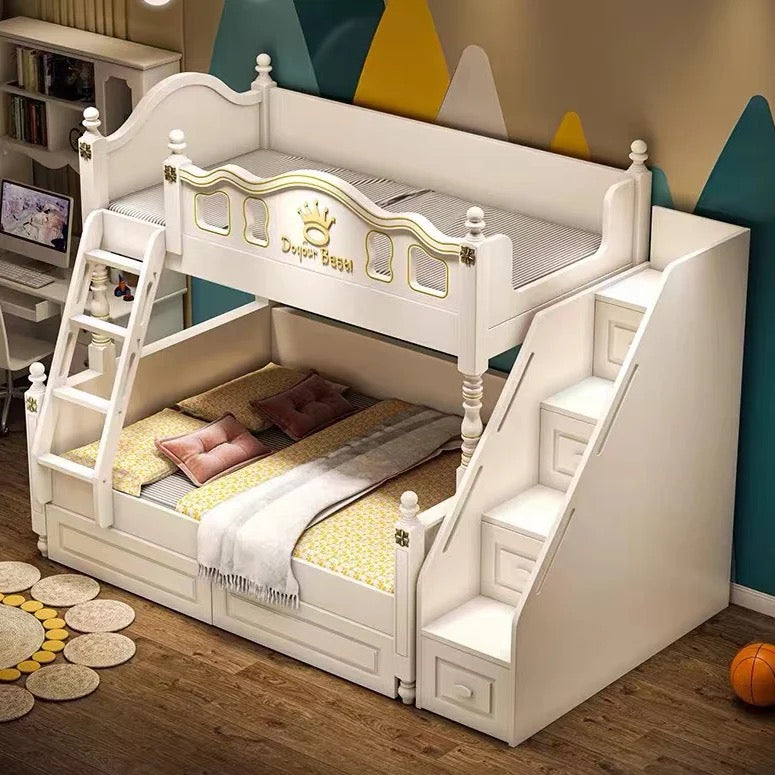 Kids Bunk Beds Eco-Friendly White Modern Bedroom Furniture Multifunctional Children Beds