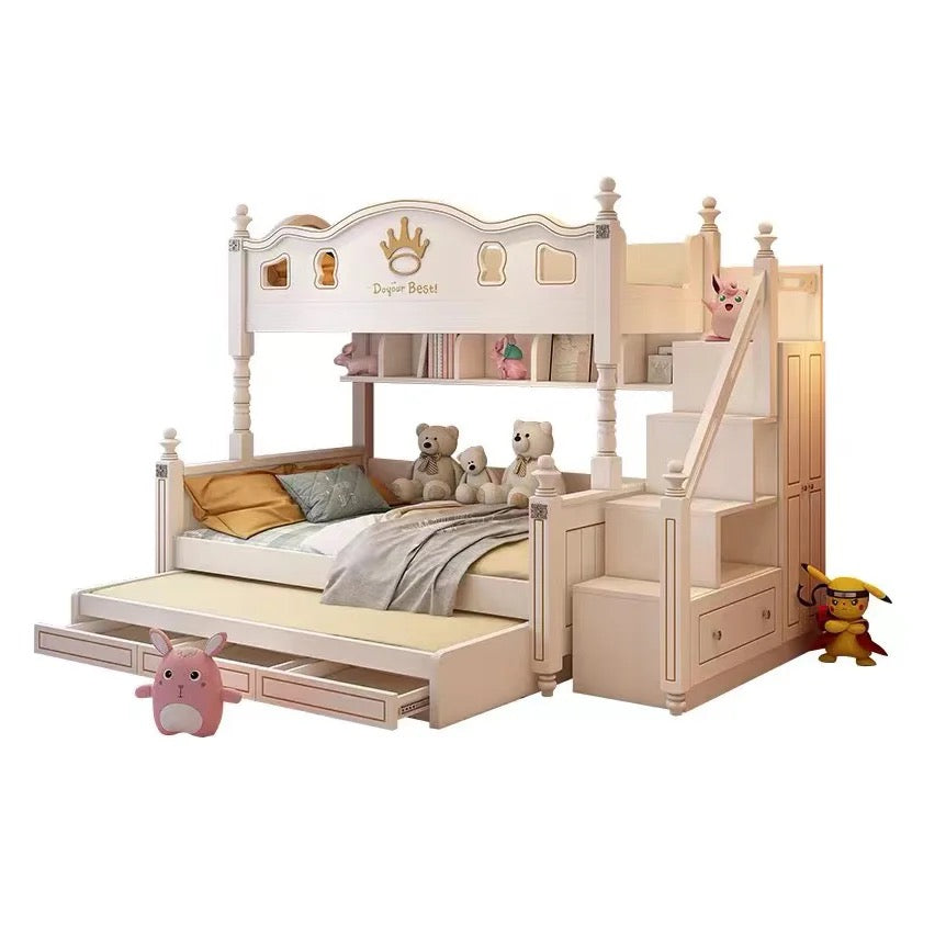 Kids Bunk Beds Eco-Friendly White Modern Bedroom Furniture Multifunctional Children Beds