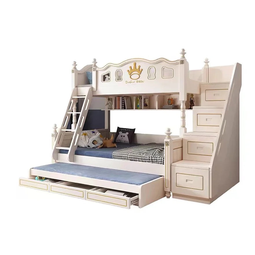 Kids Bunk Beds Eco-Friendly White Modern Bedroom Furniture Multifunctional Children Beds