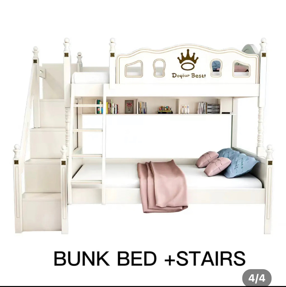 Kids Bunk Beds Eco-Friendly White Modern Bedroom Furniture Multifunctional Children Beds