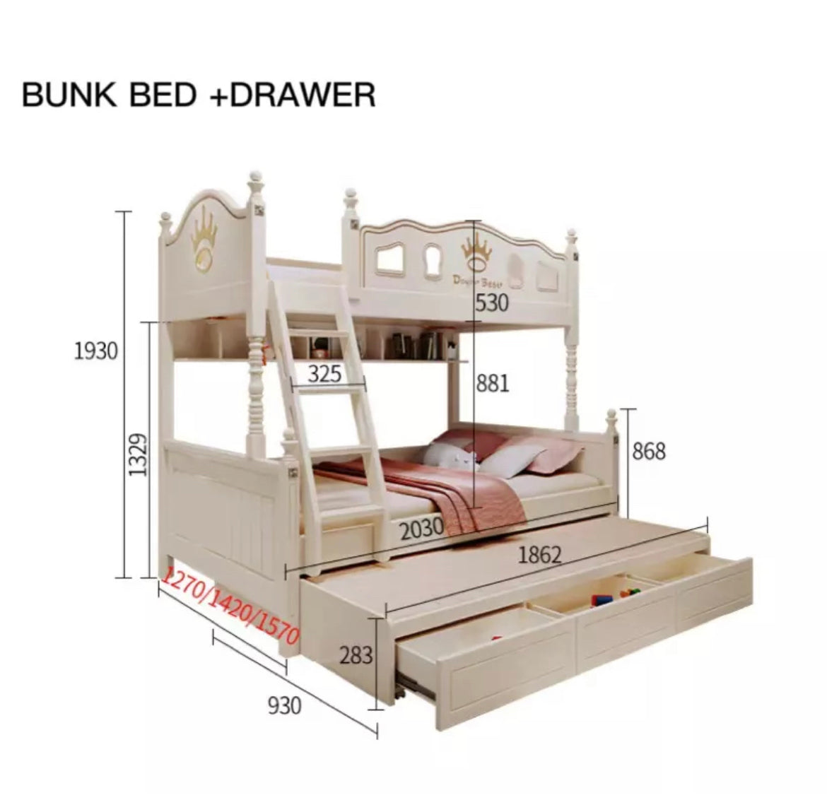 Kids Bunk Beds Eco-Friendly White Modern Bedroom Furniture Multifunctional Children Beds