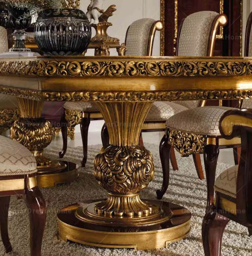 Baroque Design Luxury Dining Table French Antique Dining Room Furniture Set