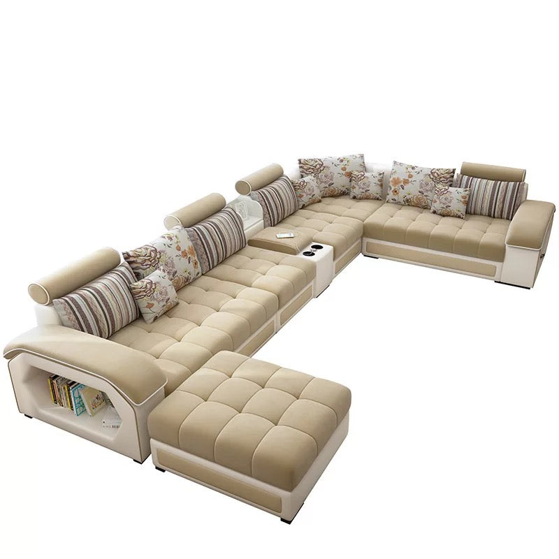  Sofa Living Room Furniture 7 Seater Couch Longue L U Shaped Sectional Leather Sofa Bed 