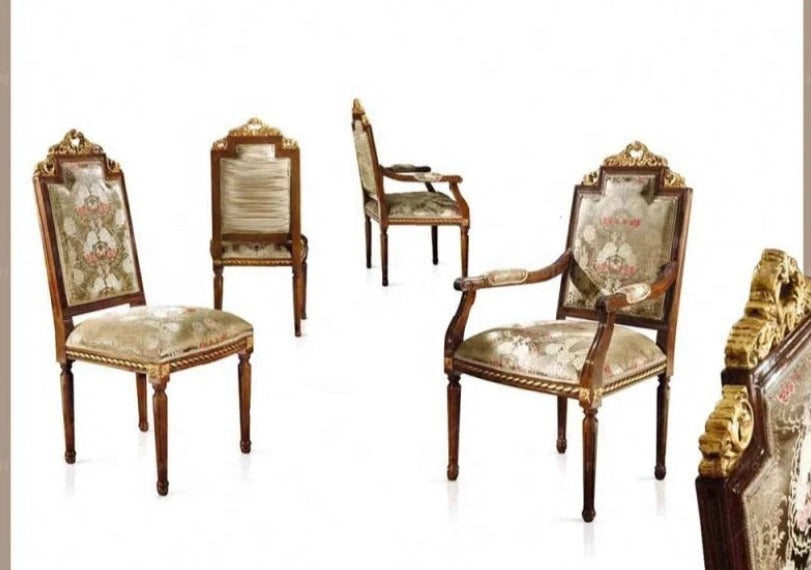 English Baroque Design Luxury Dining Furniture Set Antique Solid Wood Esszimmer-Set