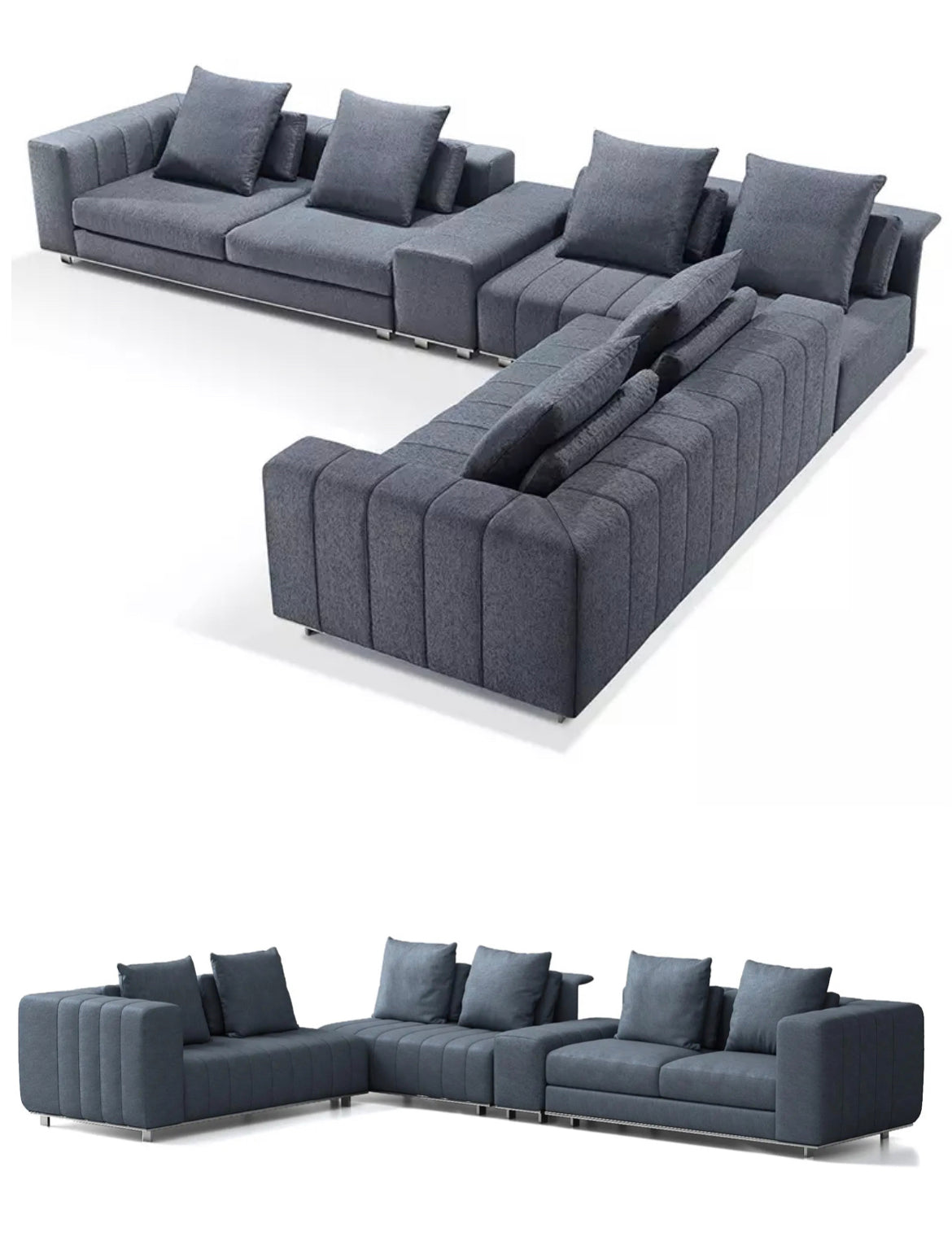 Living Room Furniture Set Nordic Modern Style Velvet Fabric L Shaped Sofa Set