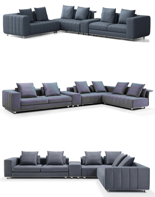 Living Room Furniture Set Nordic Modern Style Velvet Fabric L Shaped Sofa Set