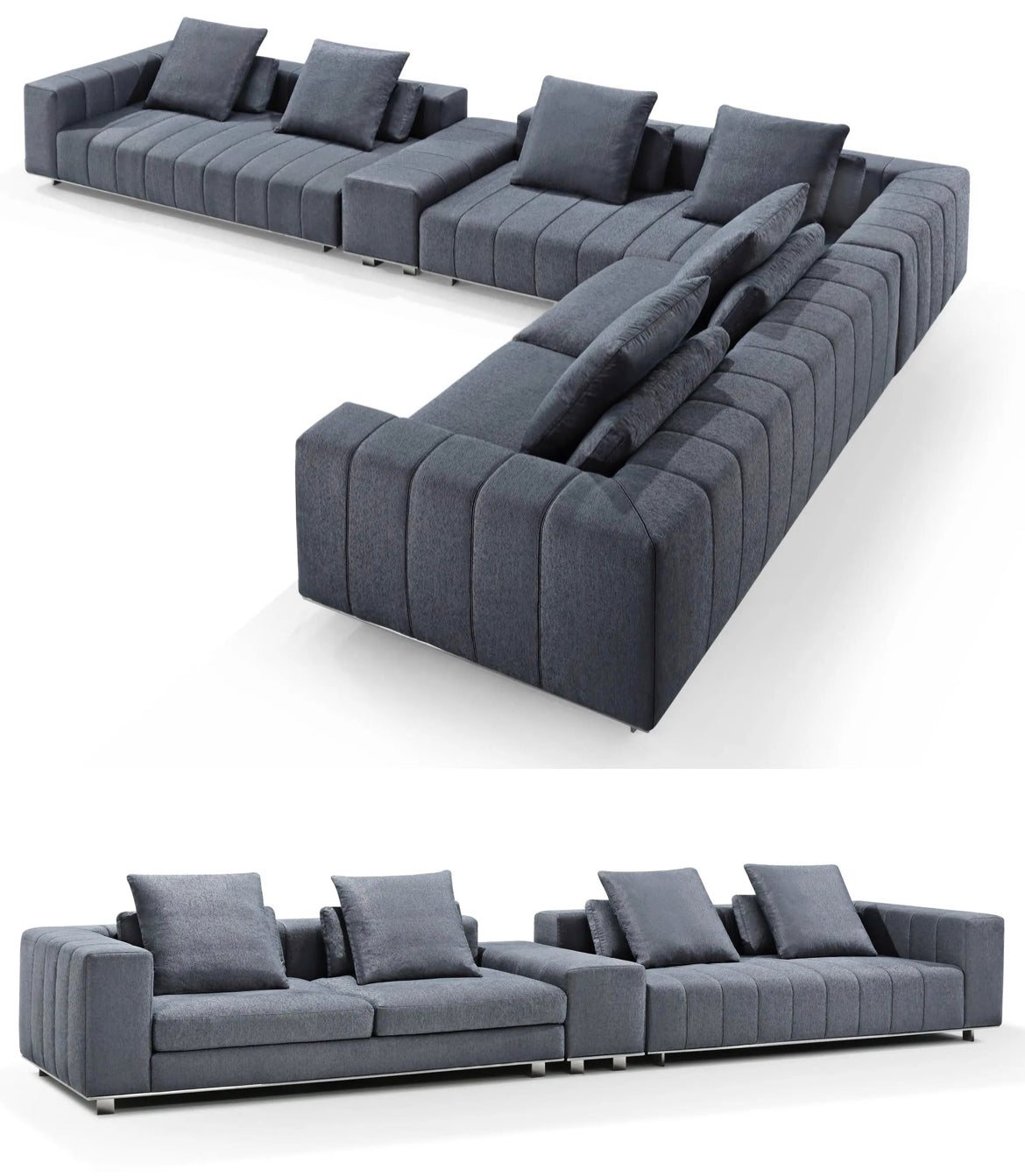 Living Room Furniture Set Nordic Modern Style Velvet Fabric L Shaped Sofa Set