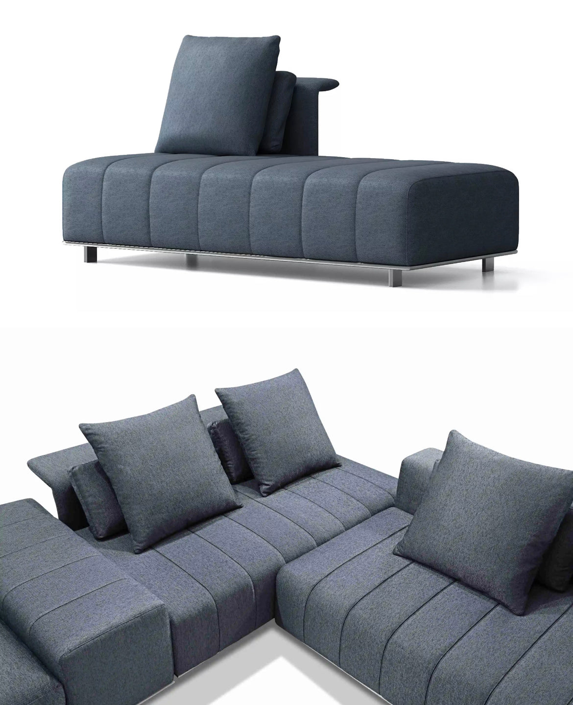 Living Room Furniture Set Nordic Modern Style Velvet Fabric L Shaped Sofa Set