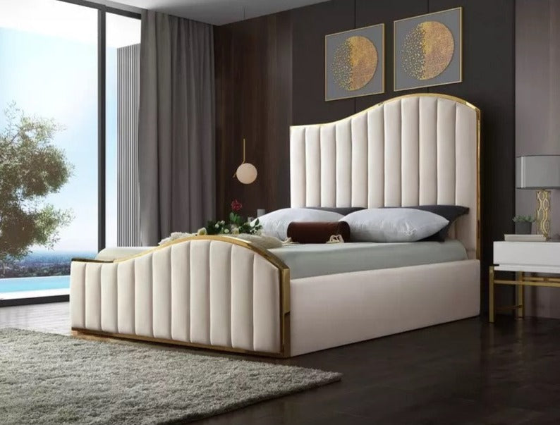 Bedroom Furniture Luxury Modern Full Queen King Size Bed Stainless Steel Plywood Frame Beds