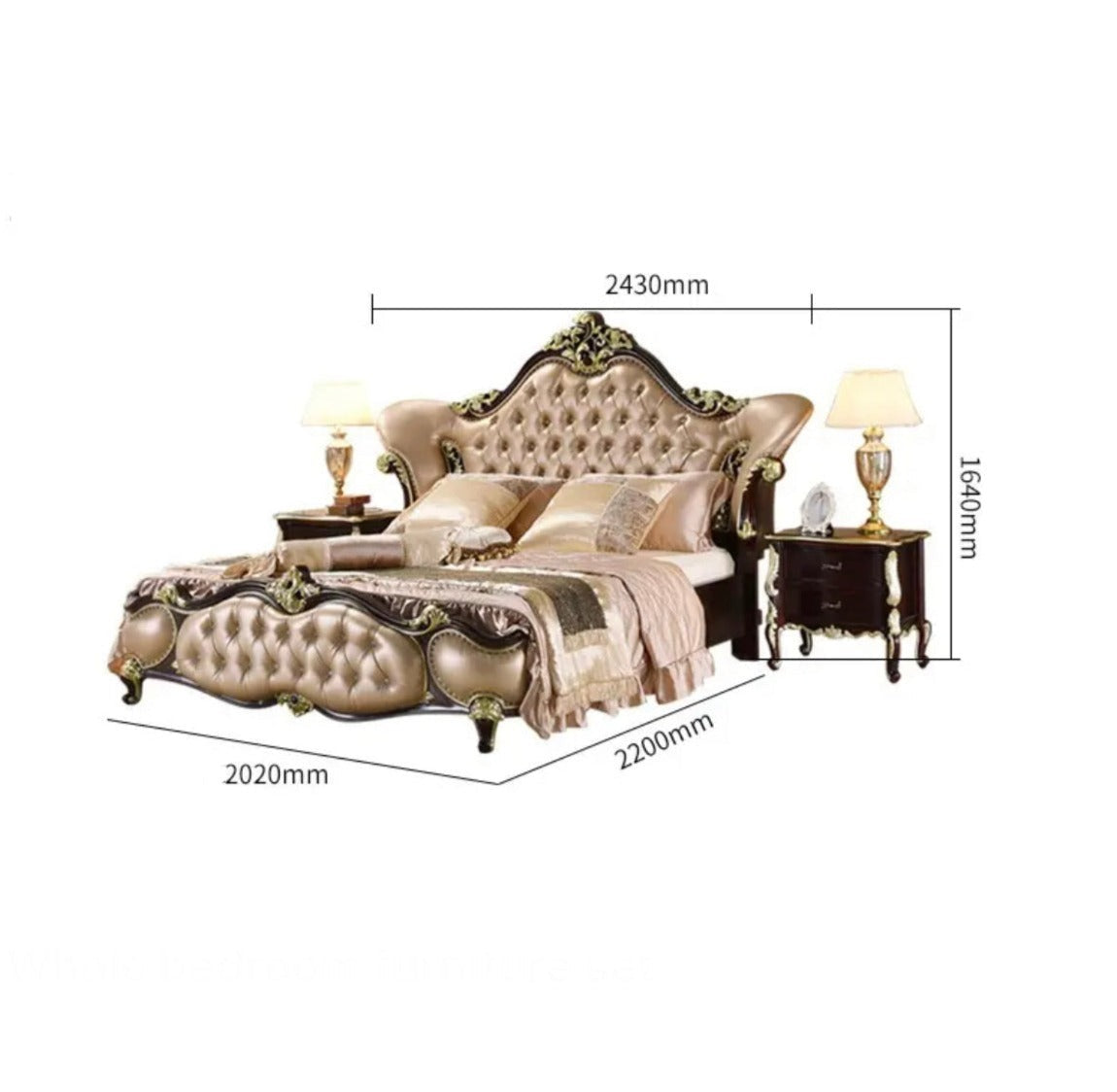 European Design Bedroom Leather Bed Solid Wood Baroque Style Bedroom Furnitures