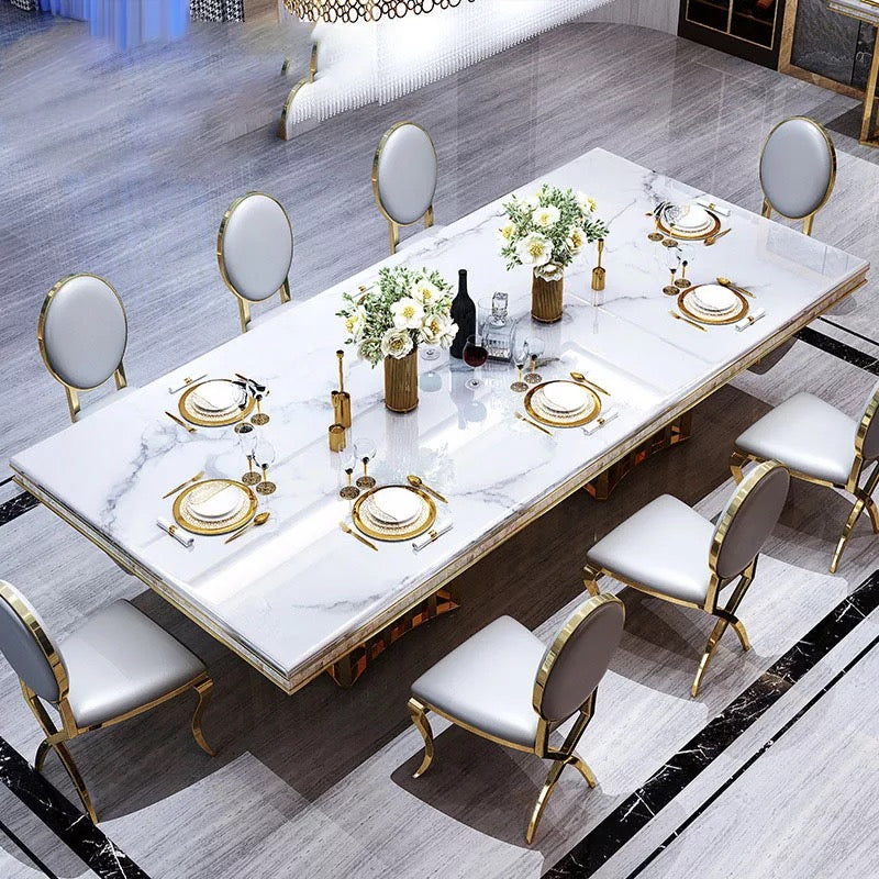 Dining Table Postmodern Italian Light Luxury Rectangular Dining Table Set 