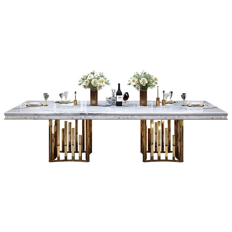 Dining Table Postmodern Italian Light Luxury Rectangular Dining Table Set 