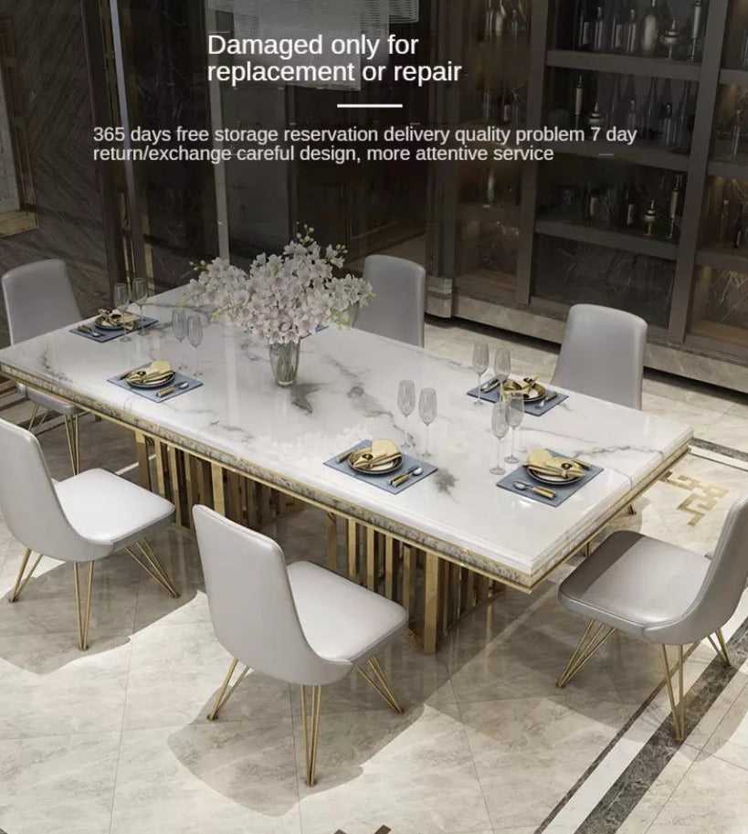 Dining Table Postmodern Italian Light Luxury Rectangular Dining Table Set 