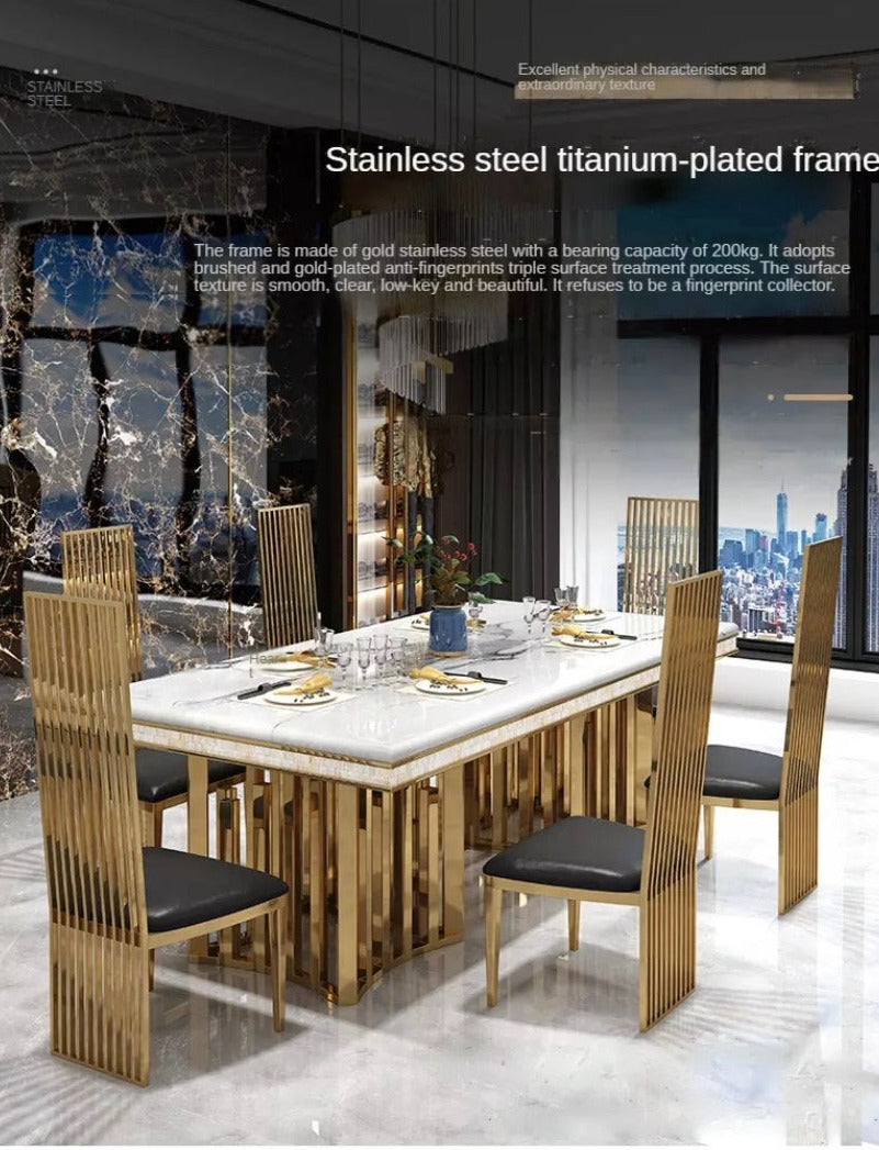 Dining Table Postmodern Italian Light Luxury Rectangular Dining Table Set 