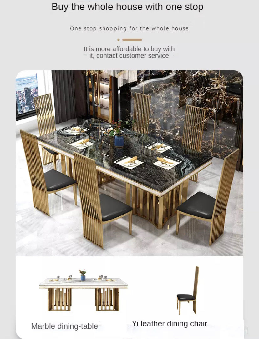 Dining Table Postmodern Italian Light Luxury Rectangular Dining Table Set 