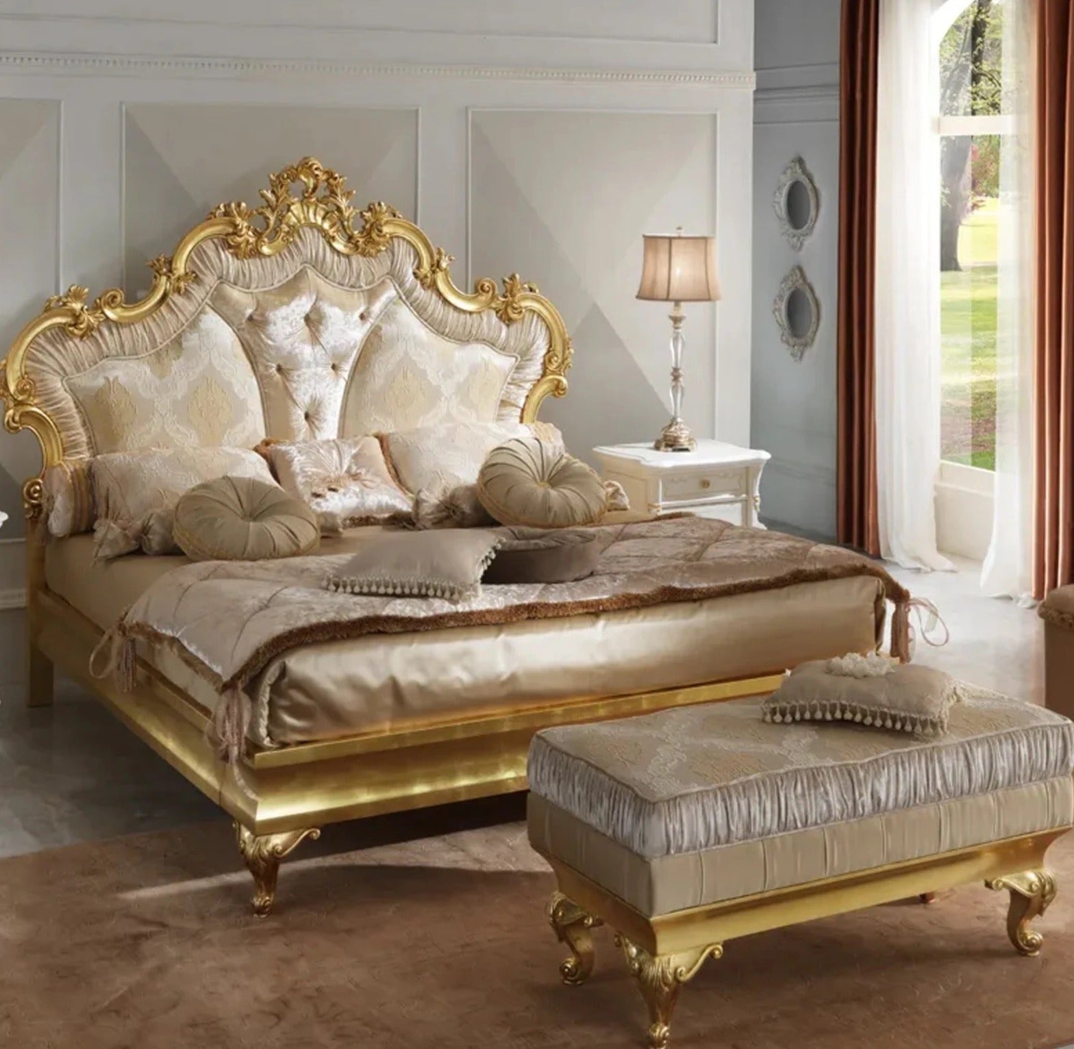 Baroque Desing Bedroom Bed Luxury Upholstery Antique Design Bedroom Furniture Set