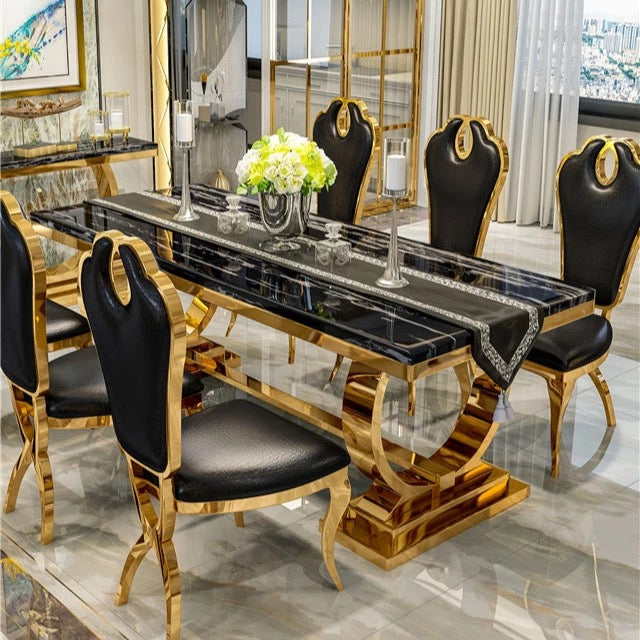 Dining Table Set Dining Room Esstisch Luxury Royal Dining 6 Seater Table Set