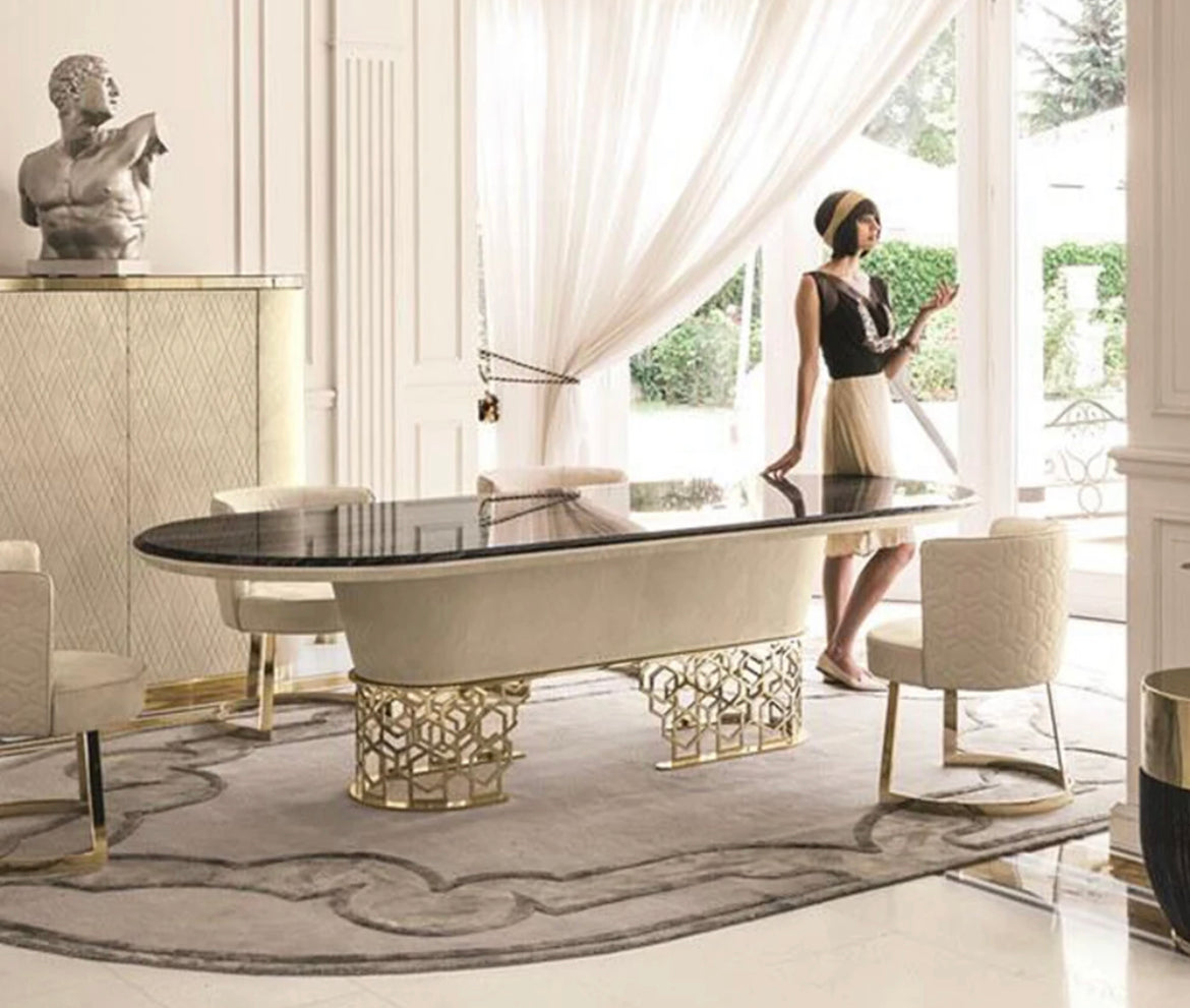 Dining Table Set High Quality Bespoke Furniture Oval High End Marble Table Dining Room Furniture