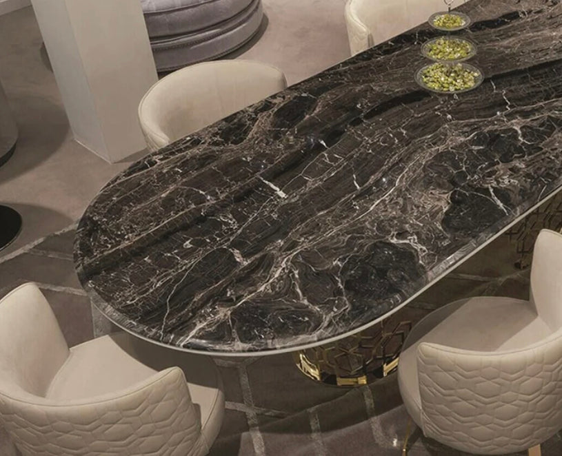 Dining Table Set High Quality Bespoke Furniture Oval High End Marble Table Dining Room Furniture