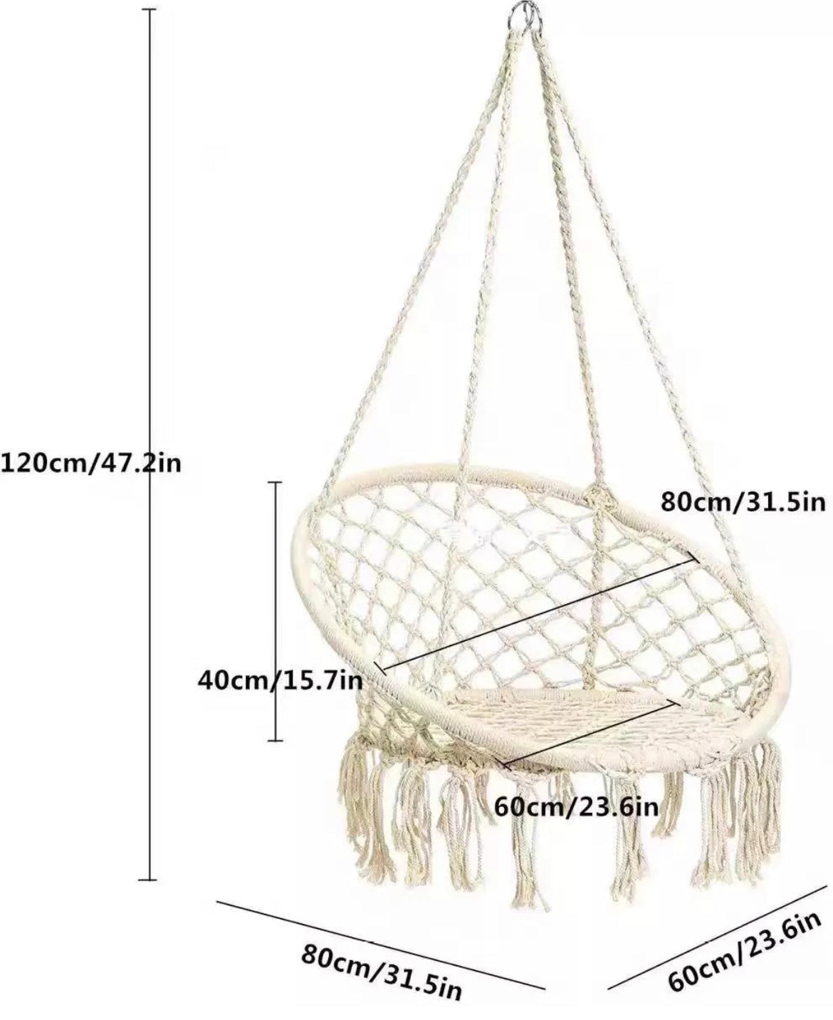 Macrame Hanging Hammock Seat Indoor Outdoor Rope Swing Porch Outdoor Furnitures