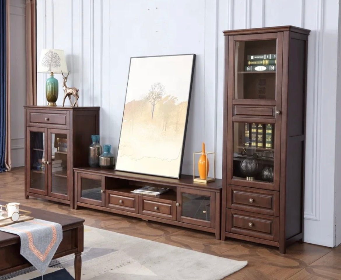 Cabinet America Rural Style Storage Walnut Color Living Room Furniture Solid Wood Cabinets