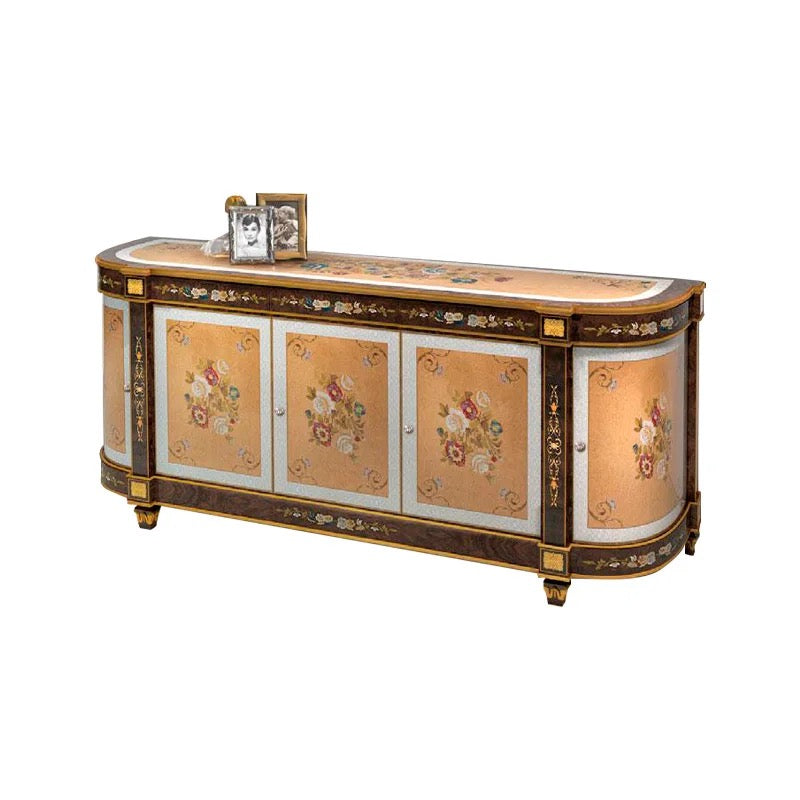 Display Cabinet European Sideboard Hand Painted Wooden Wine Cabinet Luxury Living Room Furniture