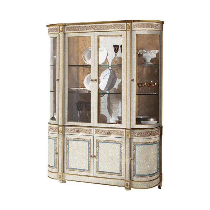 Display Cabinet European Sideboard Hand Painted Wooden Wine Cabinet Luxury Living Room Furniture