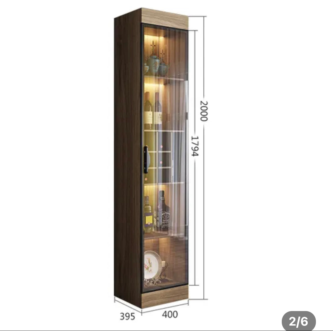 Display Wine Cabinet Modern Light Luxury Storage Cabinet Living Room Tempered Glass Display Cabinet