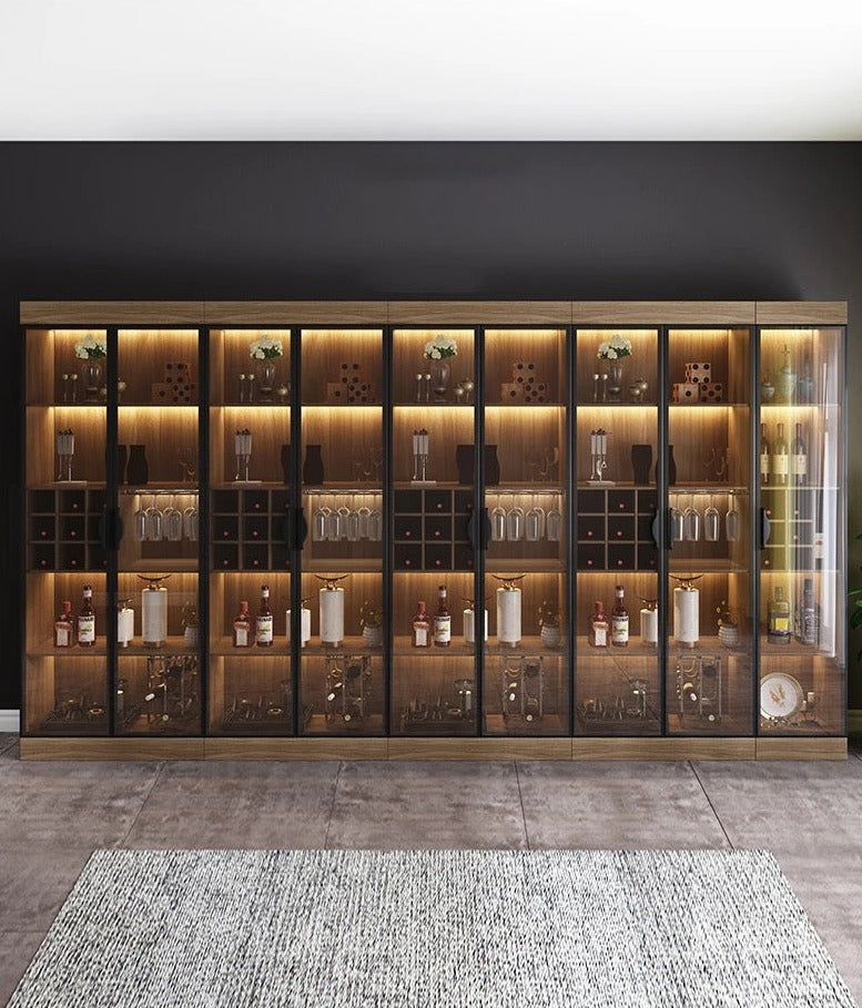 Display Wine Cabinet Modern Light Luxury Storage Cabinet Living Room Tempered Glass Display Cabinet