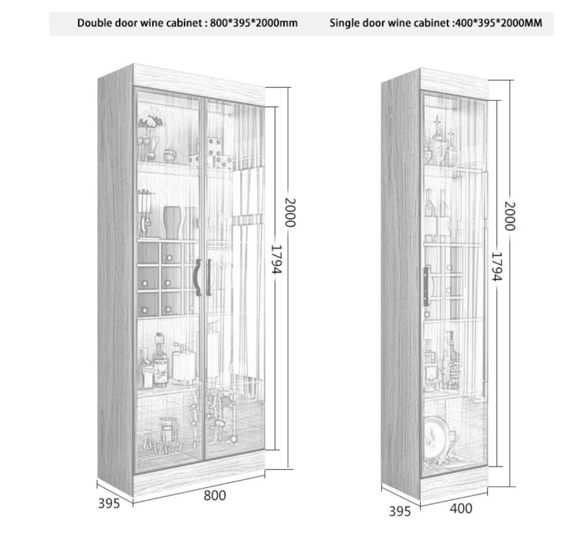 Display Wine Cabinet Modern Light Luxury Storage Cabinet Living Room Tempered Glass Display Cabinet