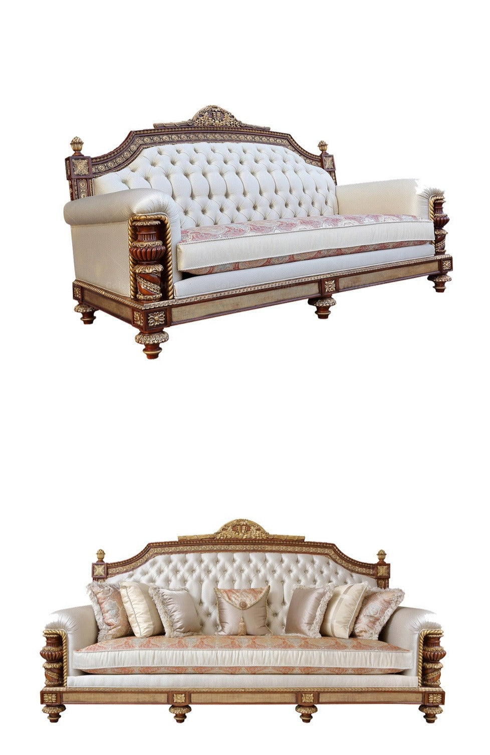 3-4 Seater Sofa Luxury Rococo Design Antique Living Room Furniture Solid Wood Hand Made Sofas