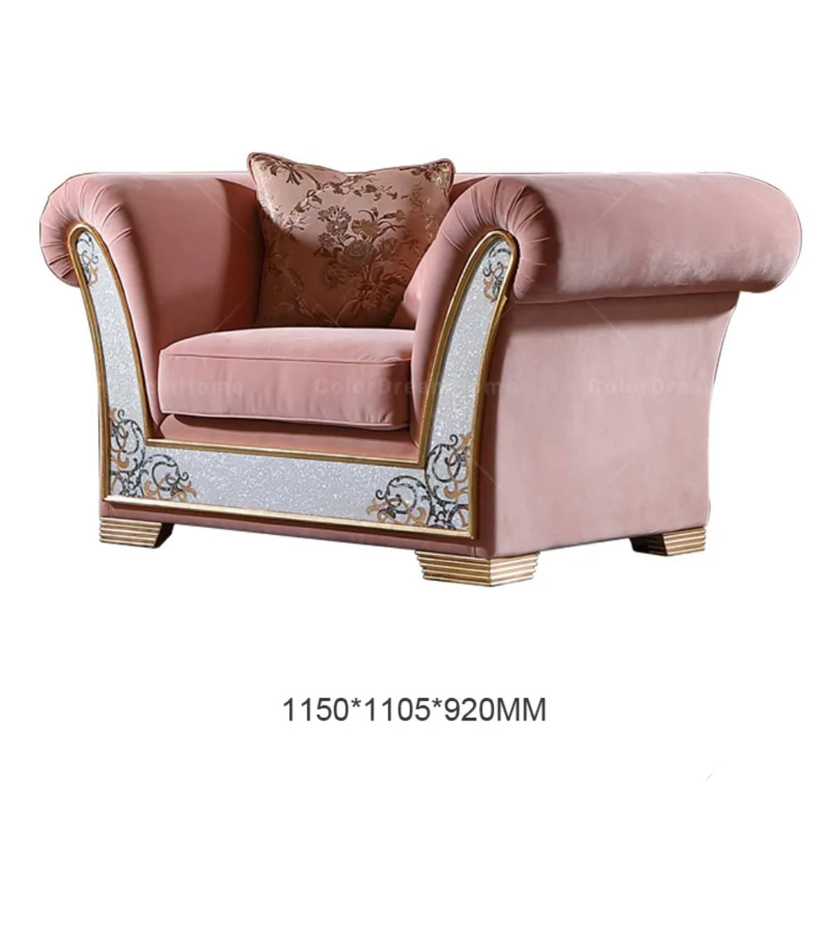 Living Room Furniture 3+2+1 Modern Luxury Pink Baroque Design Sofas Home Furniture Set