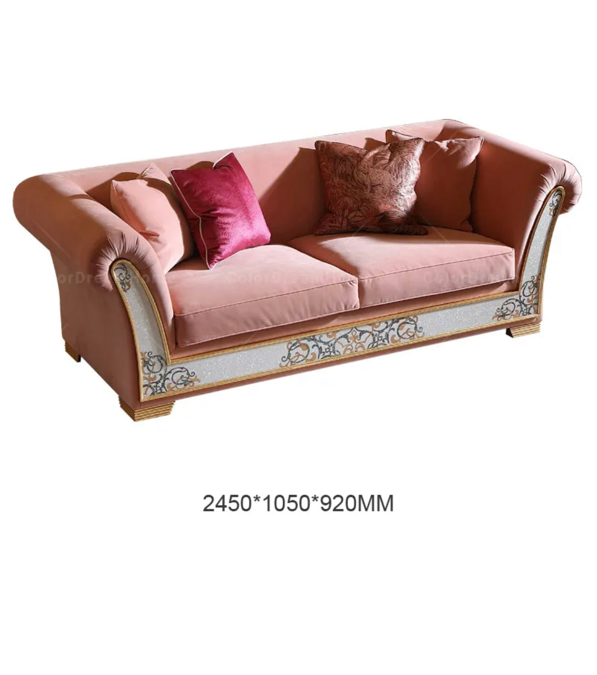 Living Room Furniture 3+2+1 Modern Luxury Pink Baroque Design Sofas Home Furniture Set