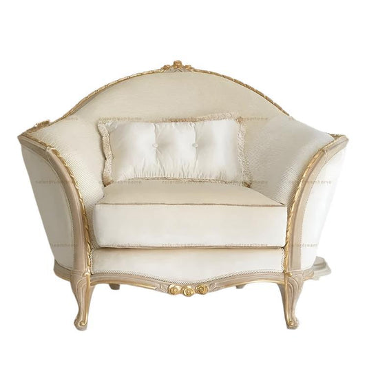 3+2+1 Sofa Set Gold Painted Birch Wood White Sofa Baroque Designs 7 Seater Solid Wood Living Room Furniture