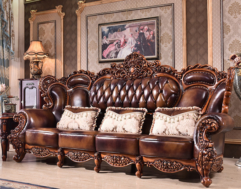 Sectional Sofa European Luxury Living Room Sofa Antique 7 Seater Hand Carved Solid Wood Baroque Design Sofas