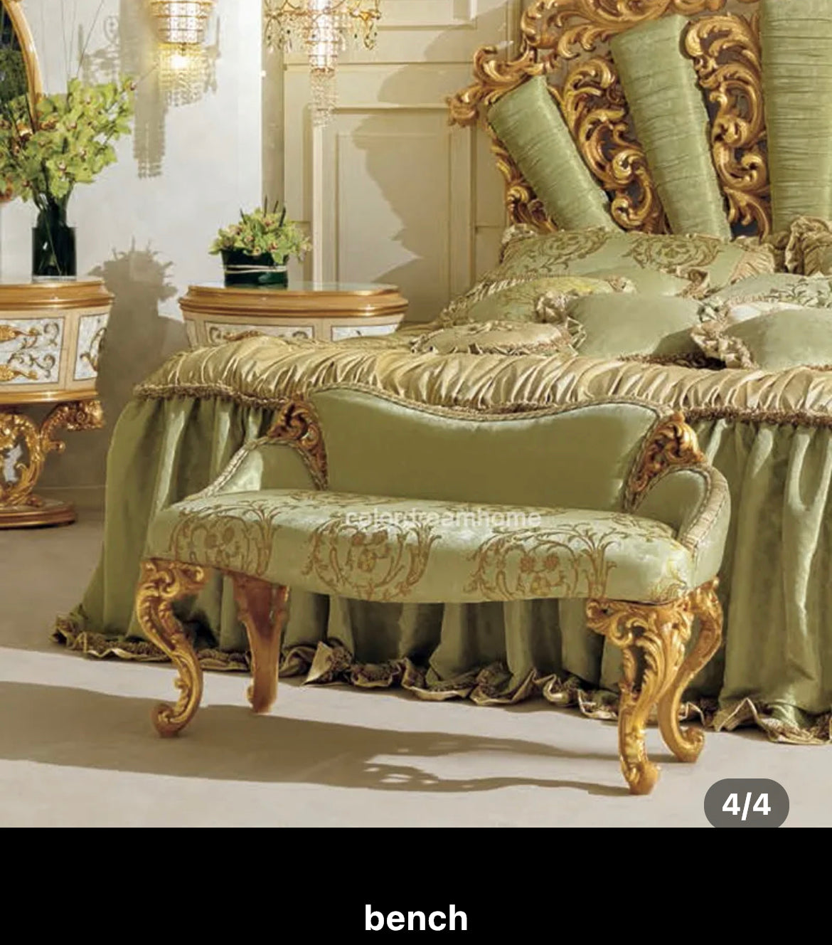 Bedroom Set Italian Hand Made Rococo Heavy Carved Luxury Design Bedroom Furniture Set