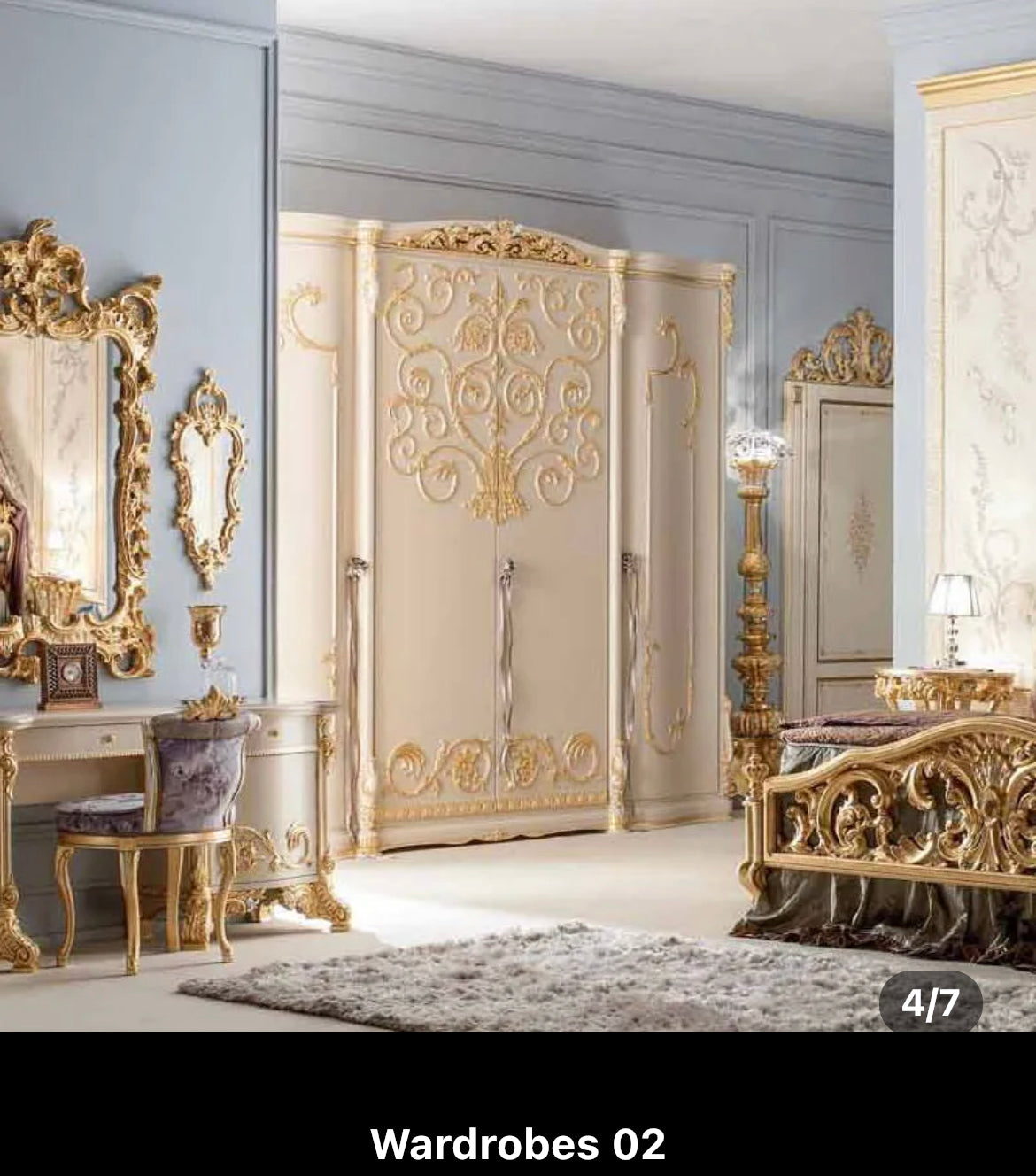 Master Bedroom French Royal Luxury Heavy Carved Bedroom Set Golden Solid Wood Baroque Design Furniture