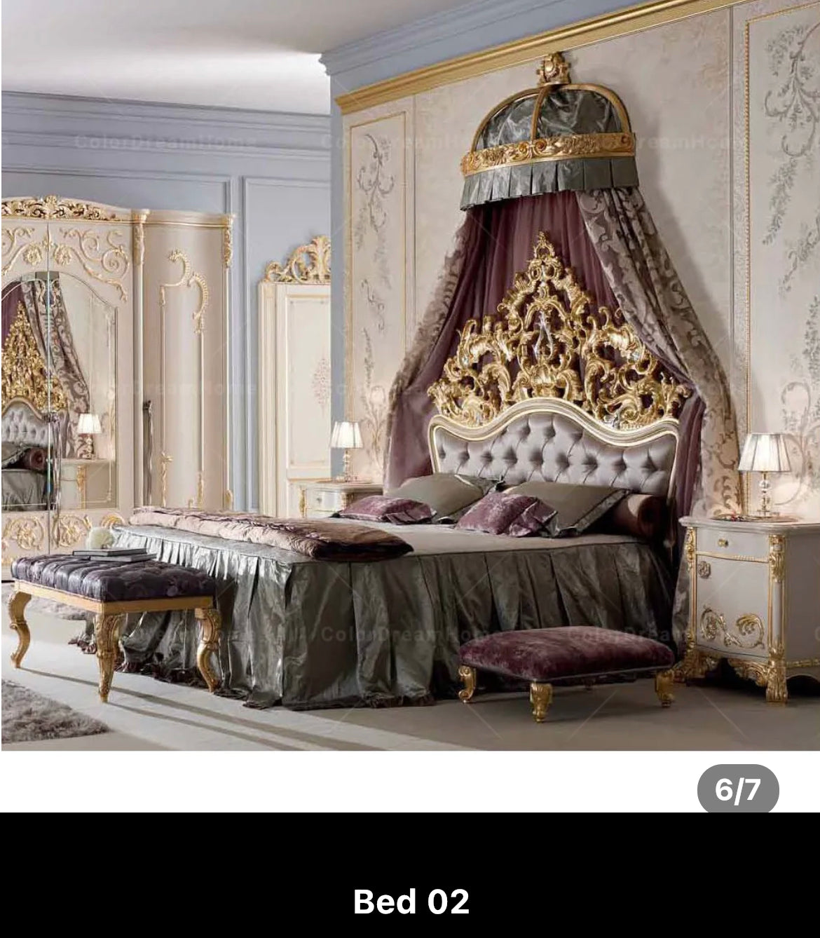 Master Bedroom French Royal Luxury Heavy Carved Bedroom Set Golden Solid Wood Baroque Design Furniture