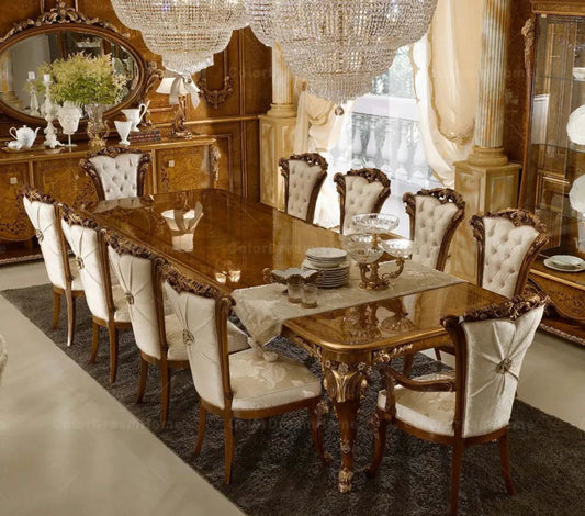 Dining Room Furniture Royal Baroque Design French Antique 10 Seater Dining Table Set