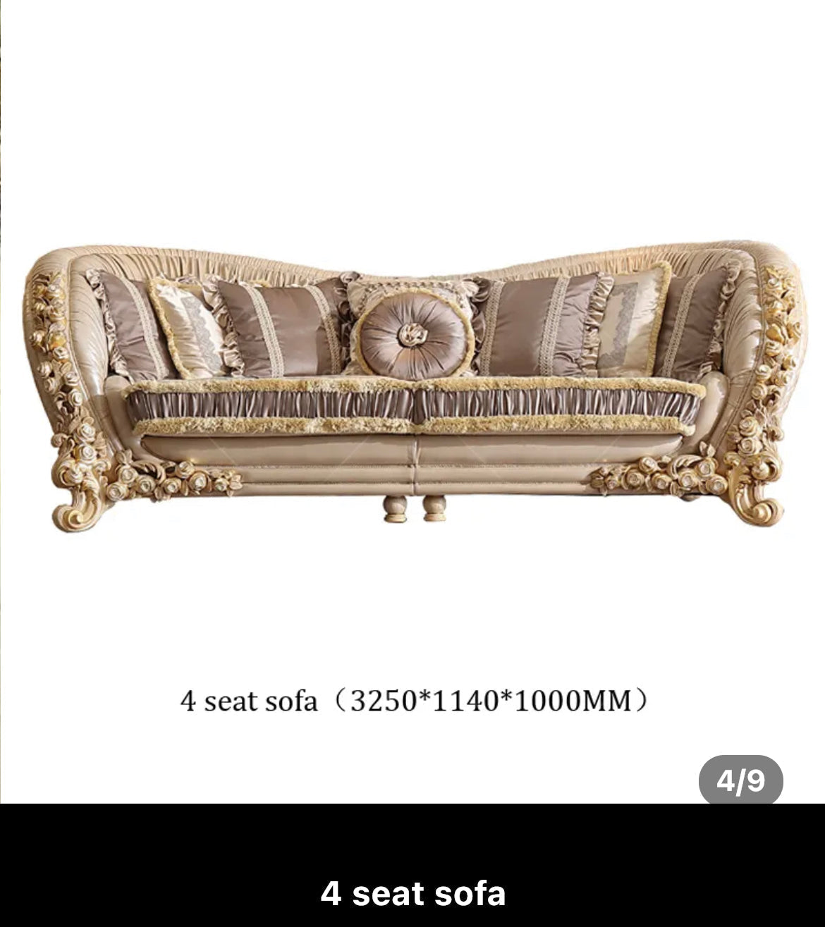 Exclusive Living Room Furniture French Style Home Hotel Baroque Wooden Sectional Luxury Leather Sofa Set