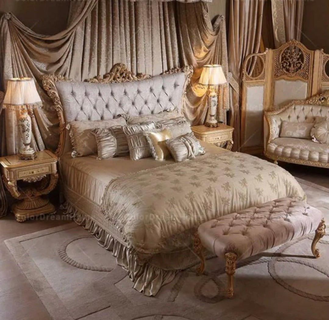 Bedroom Set Italian Court Solid Wood Carving Luxury Bedroom Set Baroque Design Furniture