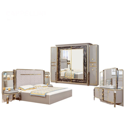 Bedroom Furniture 5 PCS Set Luxury Hotel Home Furniture Modern Wooden King Size Bedroom Set