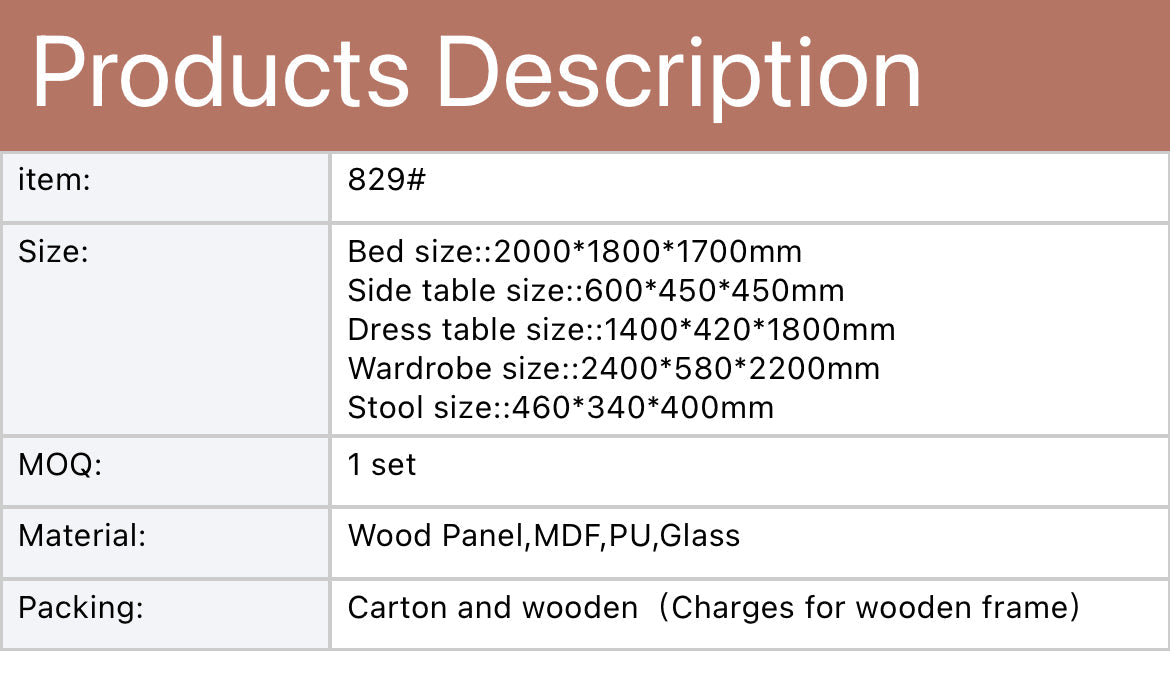 Bedroom Furniture 5 PCS Set Luxury Hotel Home Furniture Modern Wooden King Size Bedroom Set