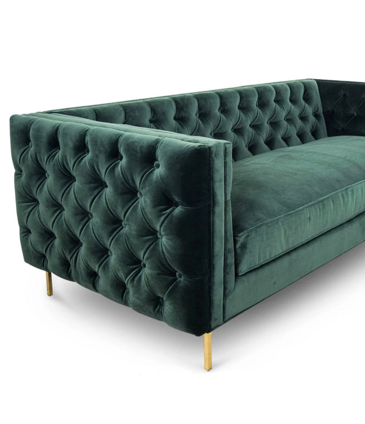 2 Seater Sofa Gold Stainless Steel Base Tufted Green Velvet Button Living Room Office Hotel Safa Design