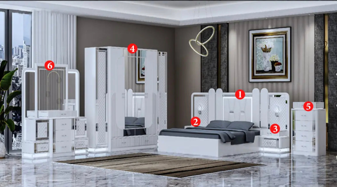 Home Furniture Modern Italian Luxury Design King Size Solid Wood Bedroom Furniture Set