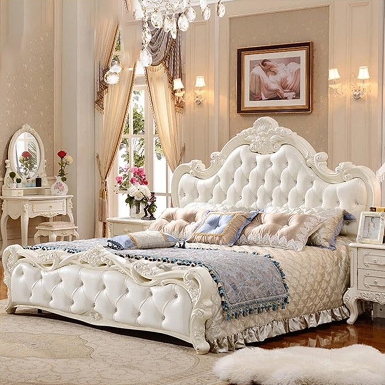 Double Bed Baroque Style King Size Carved Royal Italian Luxury Bed Bedroom Furniture