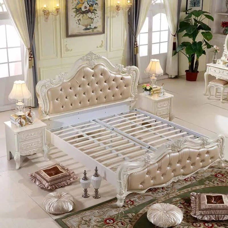 Double Bed Baroque Style King Size Carved Royal Italian Luxury Bed Bedroom Furniture