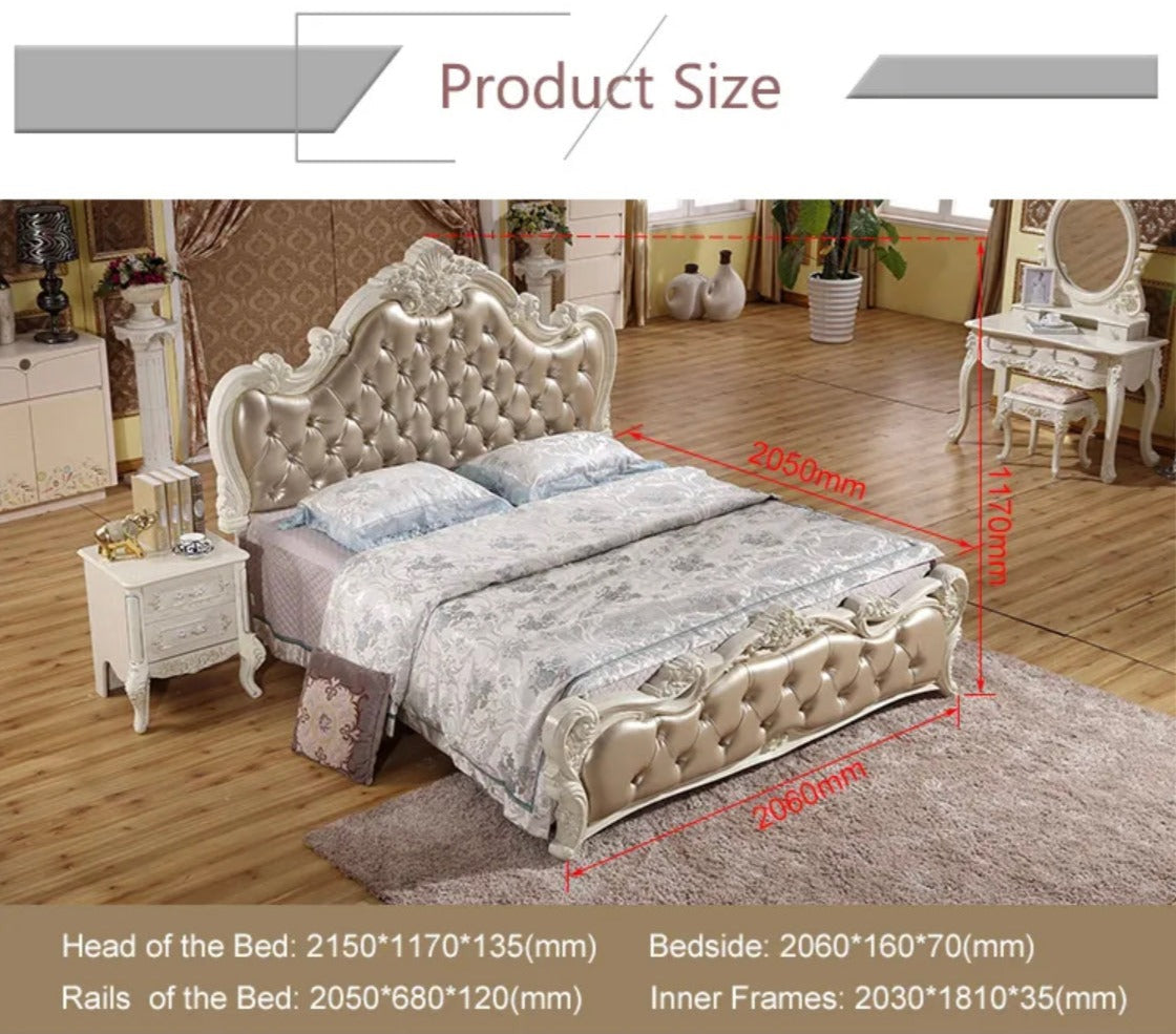 Double Bed Baroque Style King Size Carved Royal Italian Luxury Bed Bedroom Furniture